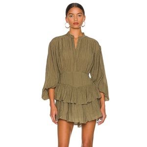 Shona Joy Mila Balloon Sleeve Mini Dress Olive